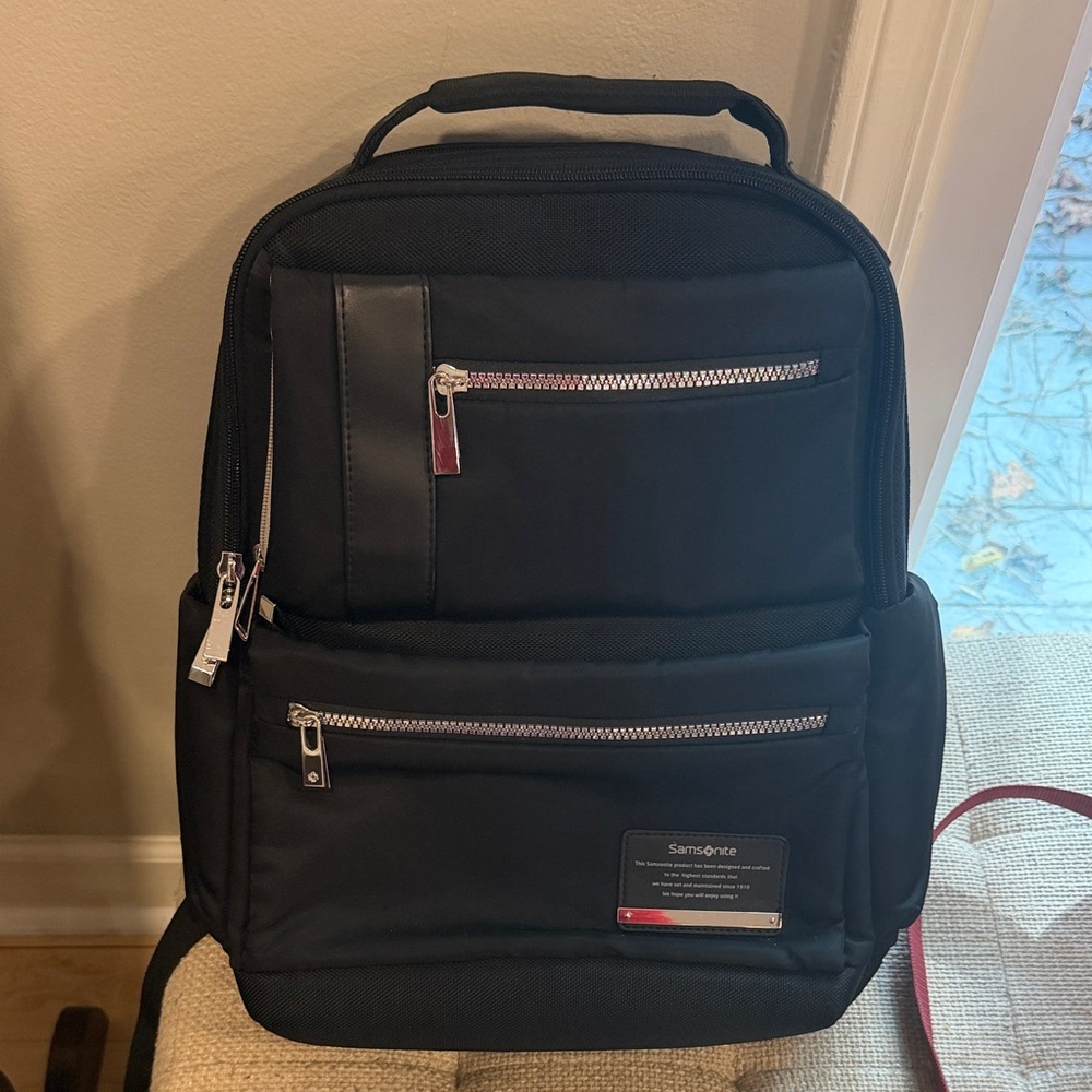 Samsonite Men's Backpack in Black with Silver Accents